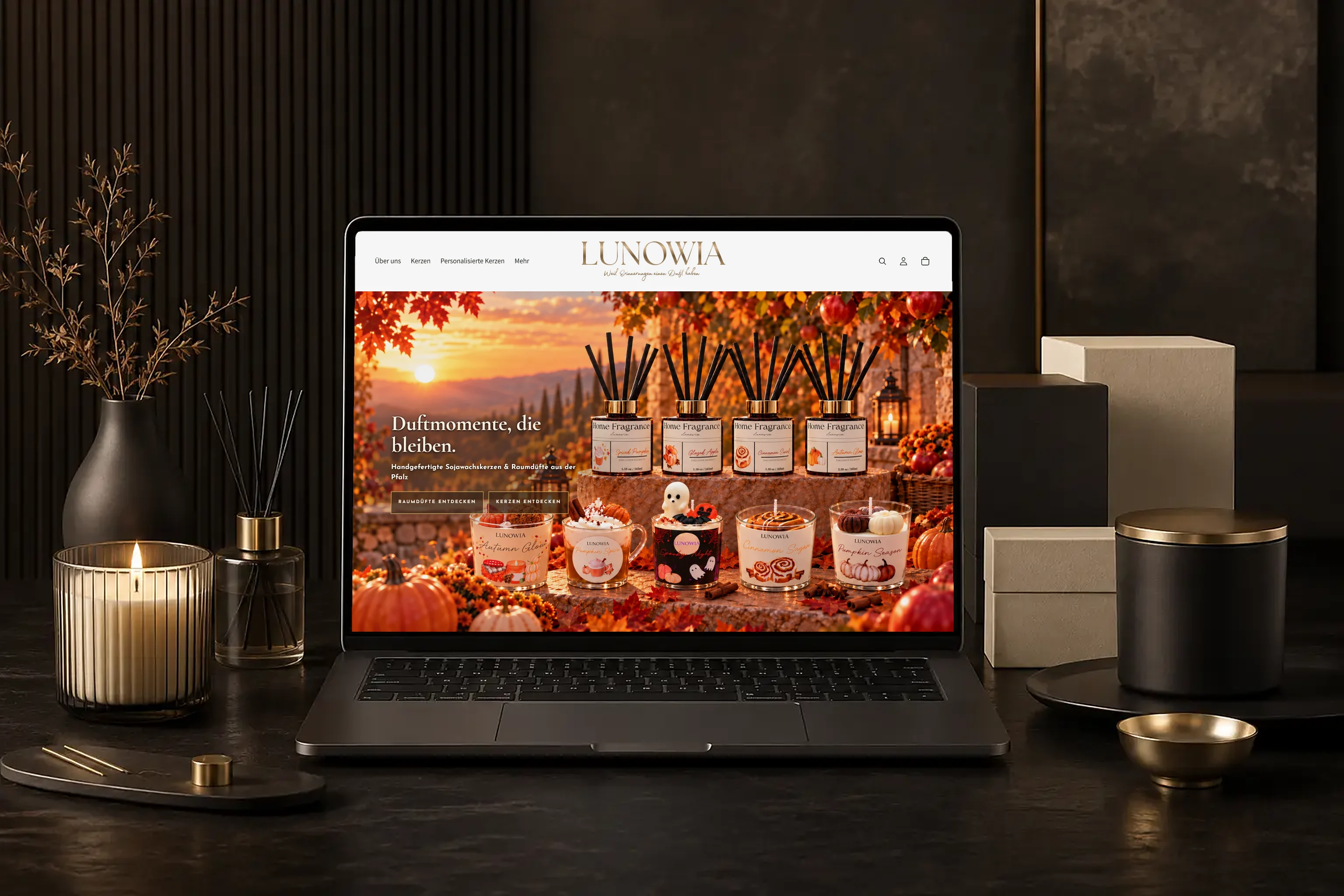 Der reale und live kaufbare Shopify-Shop von LUNOWIA
